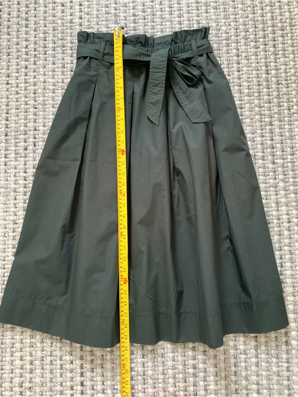 H&M Olive Green Paperbag Midi A-Line Skirt - Picture 4 of 8